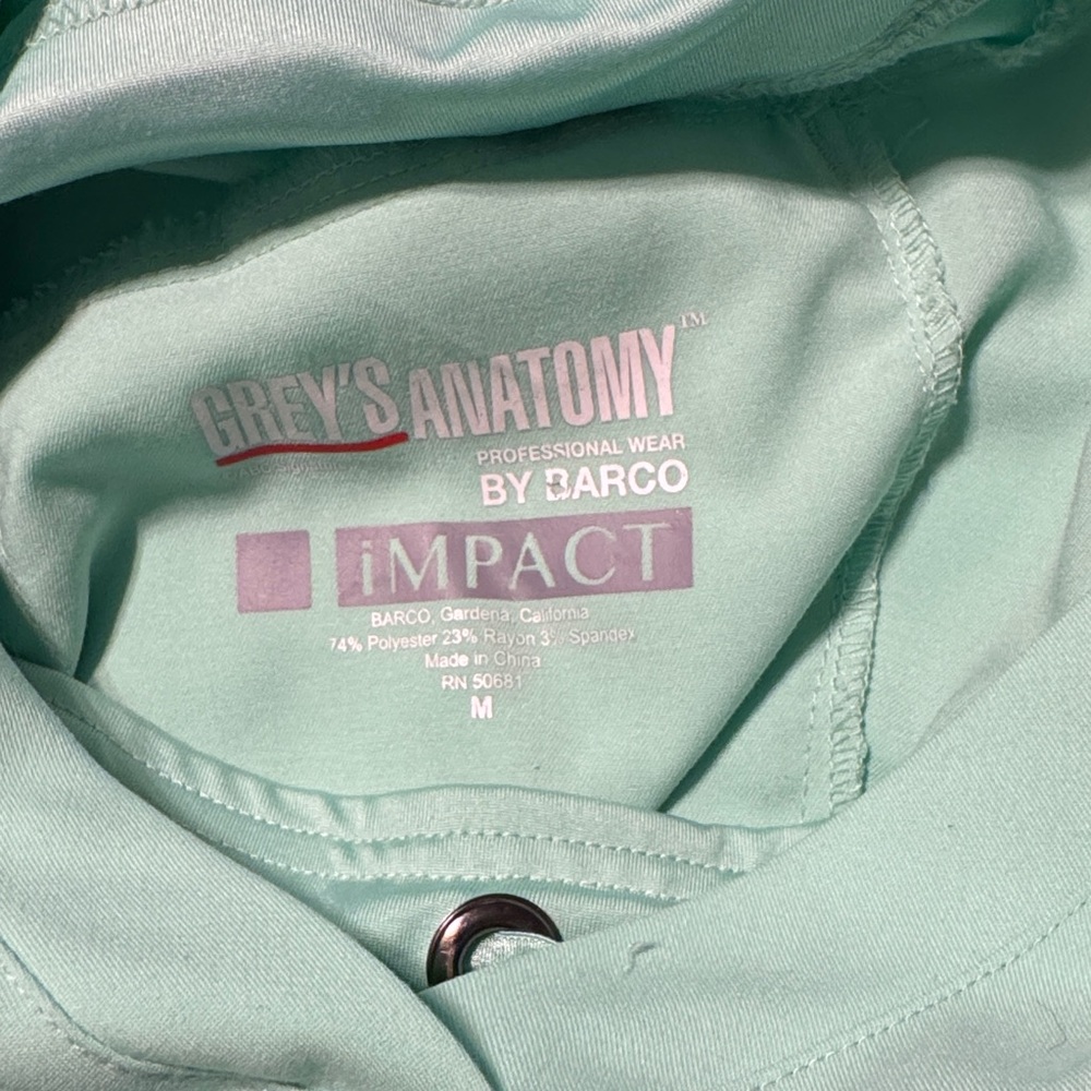 Grey's Anatomy Mint Green Scrub set with Silver Trim - Picture 5 of 5